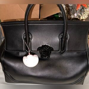 Versace Black Leather Empire Palazzo, Authentic, New, Excellent Condition!!!